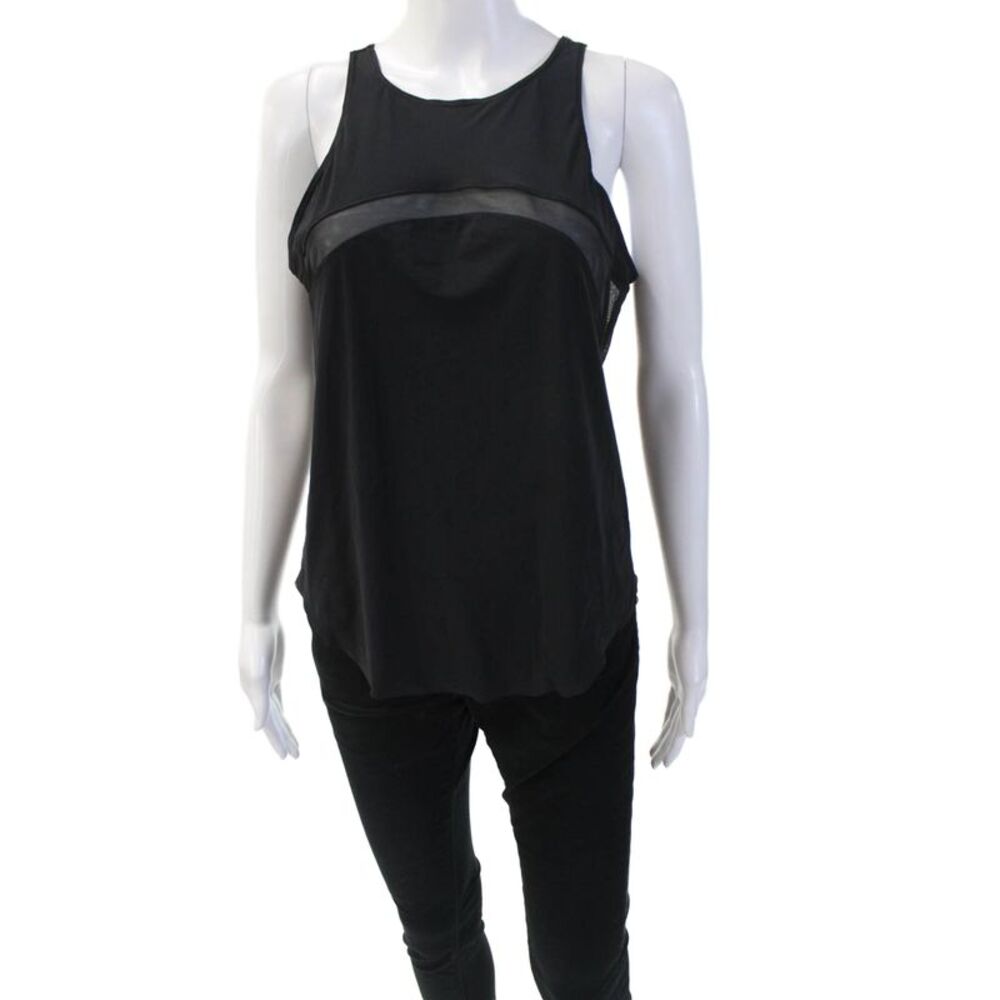 Lululemon Womens Mesh Insert Sleeveless Round Neck Tank Top Black Size S